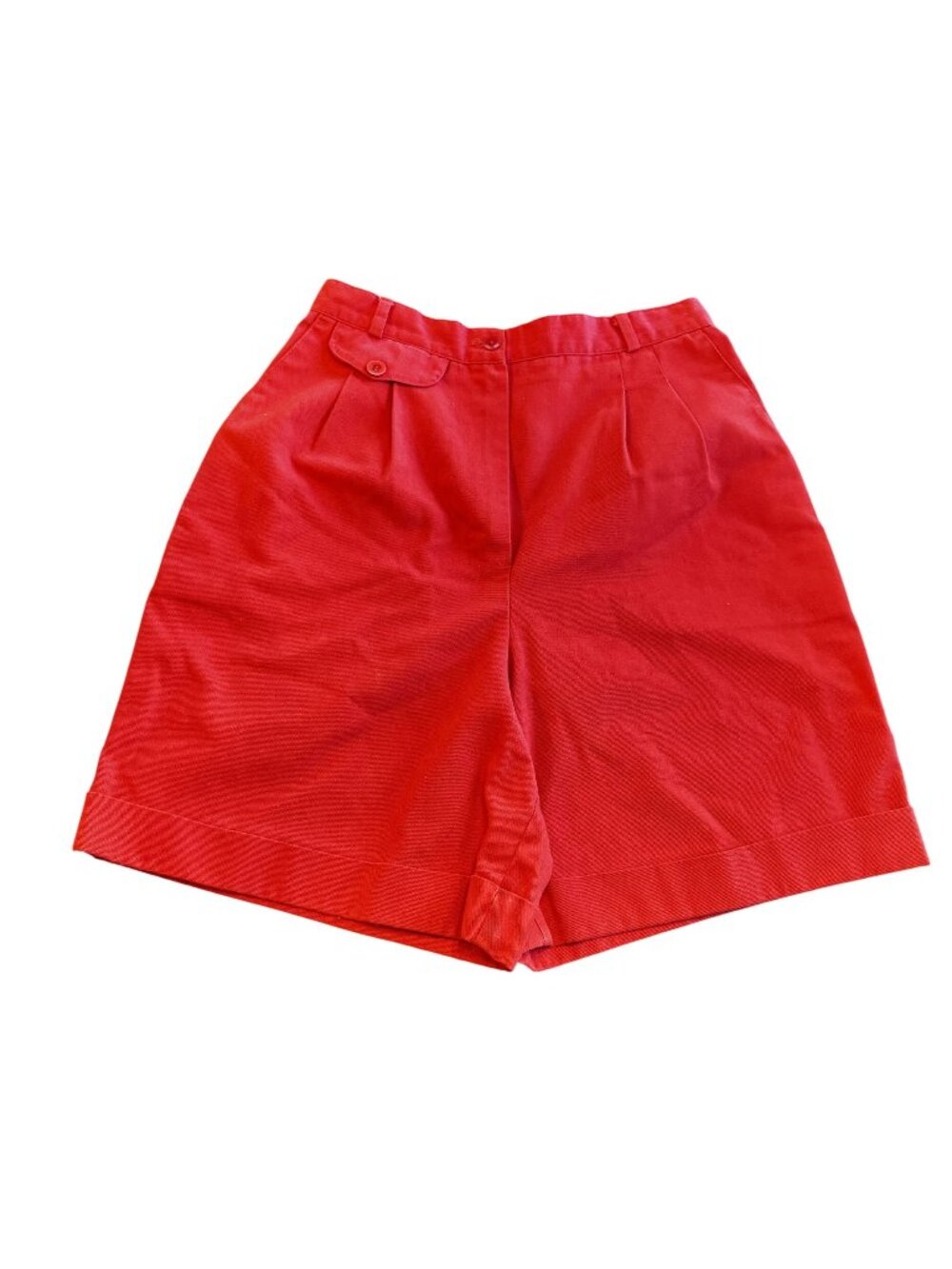 Vintage 90s Red Mom Shorts Womens 10 High Waist Pleated Cuffed Cotton Summer